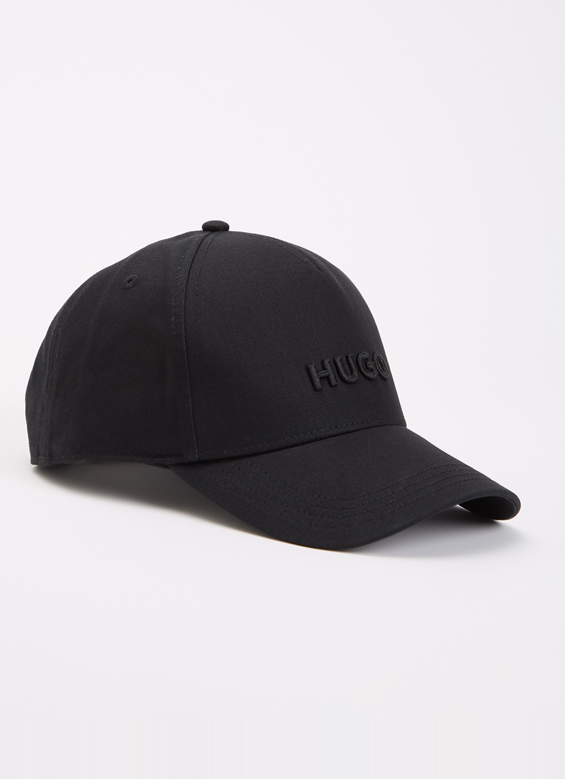 HUGO Pet van katoenen twill met logo - voorkant 2 black-003 / zwart