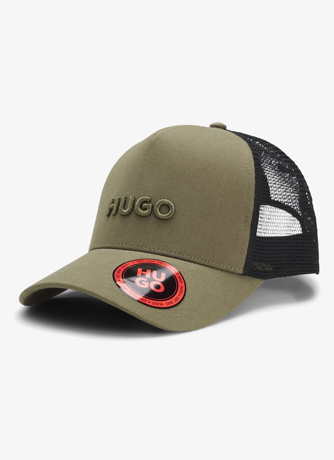 HUGO Pet van katoenen twill met mesh panelen - voorkant 4 open green-388 / groen