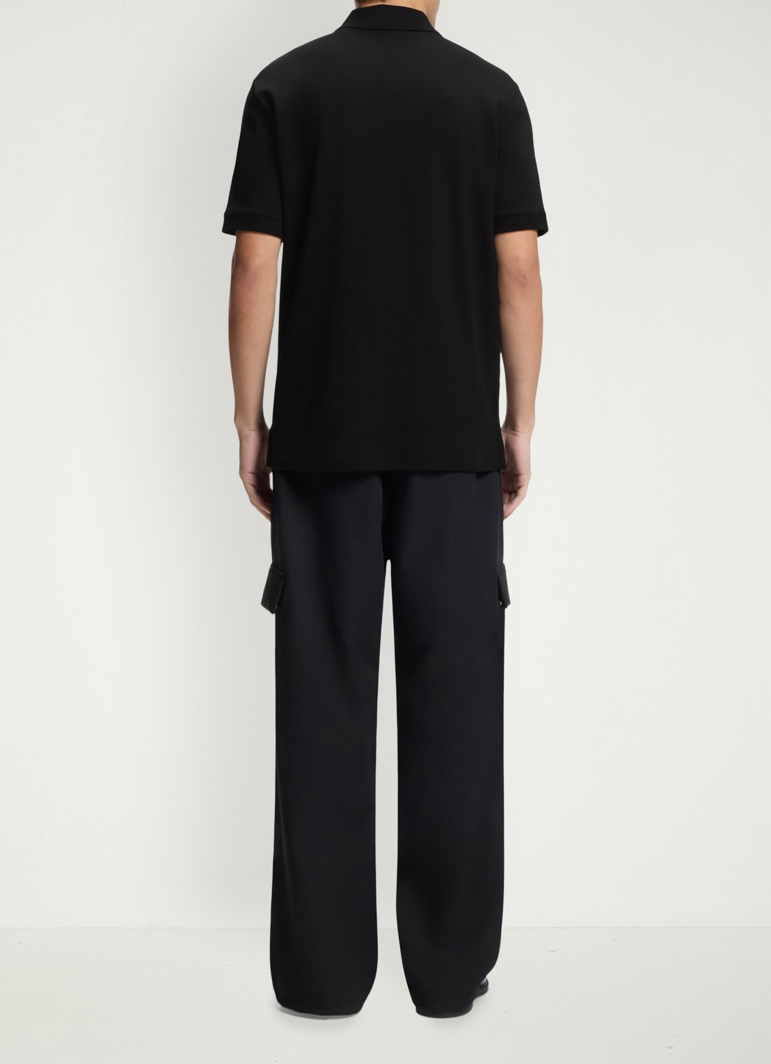HUGO Polo van katoenpiqué met contrastlogo - achterkant 4 black-001 / zwart