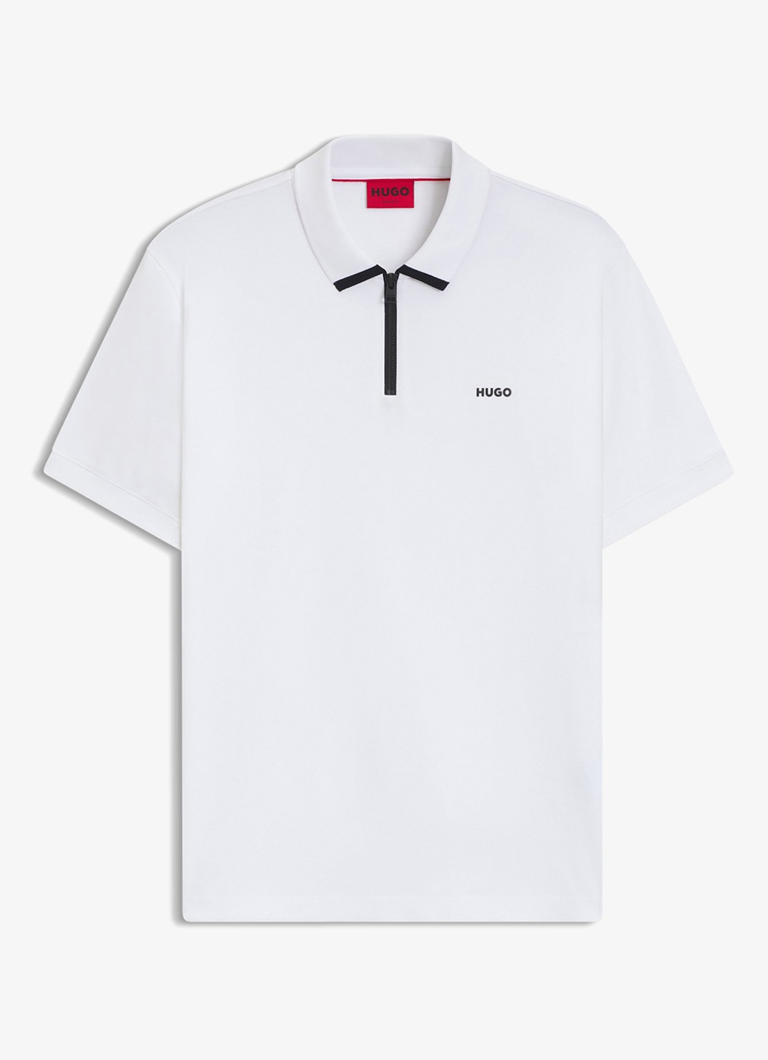 HUGO Polo van katoenpiqué met contrastlogo - voorkant white-100 / wit