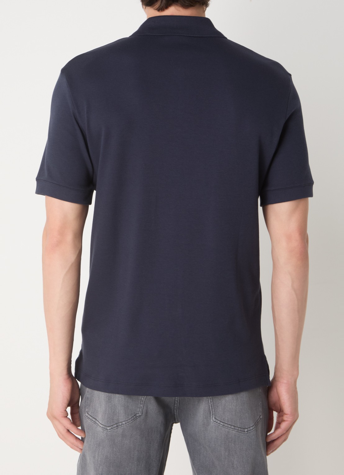 HUGO Polo van katoenpiqué met contrastlogo - achterkant 3 dark blue-405 / blauw