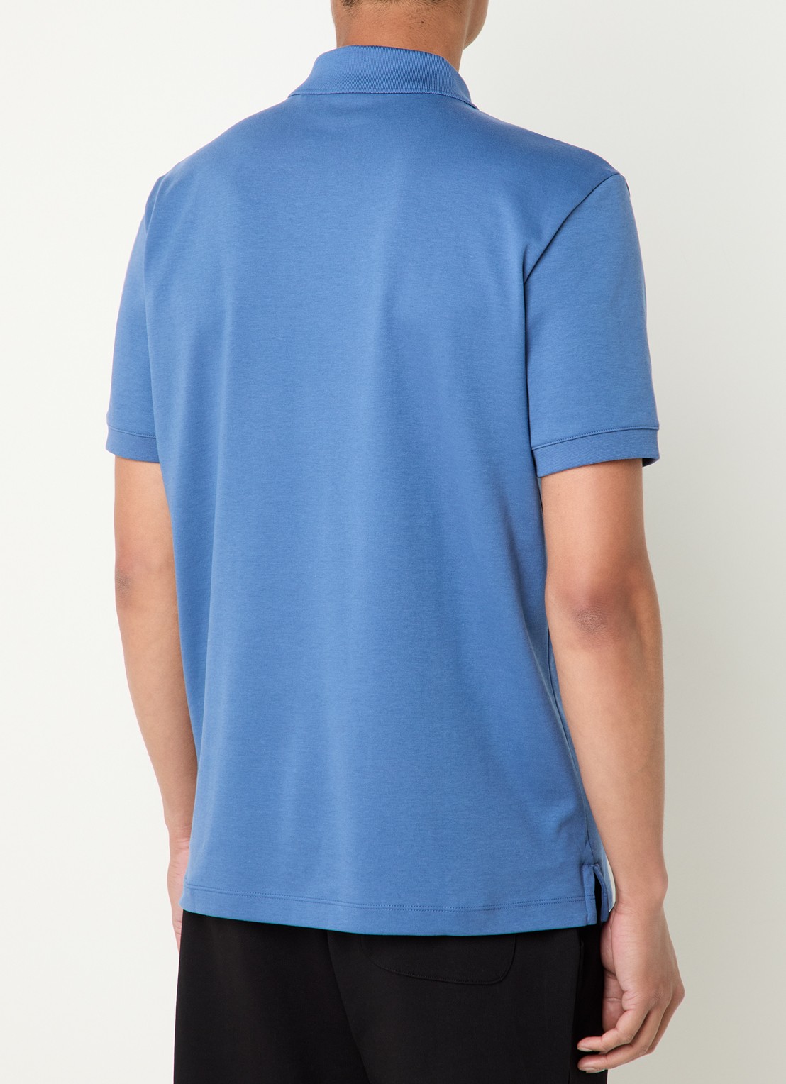 HUGO Polo van katoenpiqué met contrastlogo - achterkant 4 medium blue-427 / blauw
