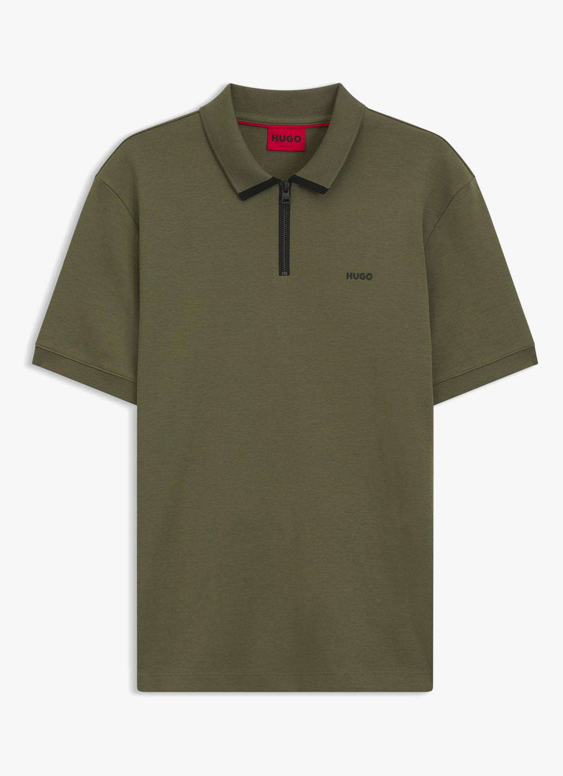 HUGO Polo van katoenpiqué met contrastlogo - voorkant 3 open green-388 / groen