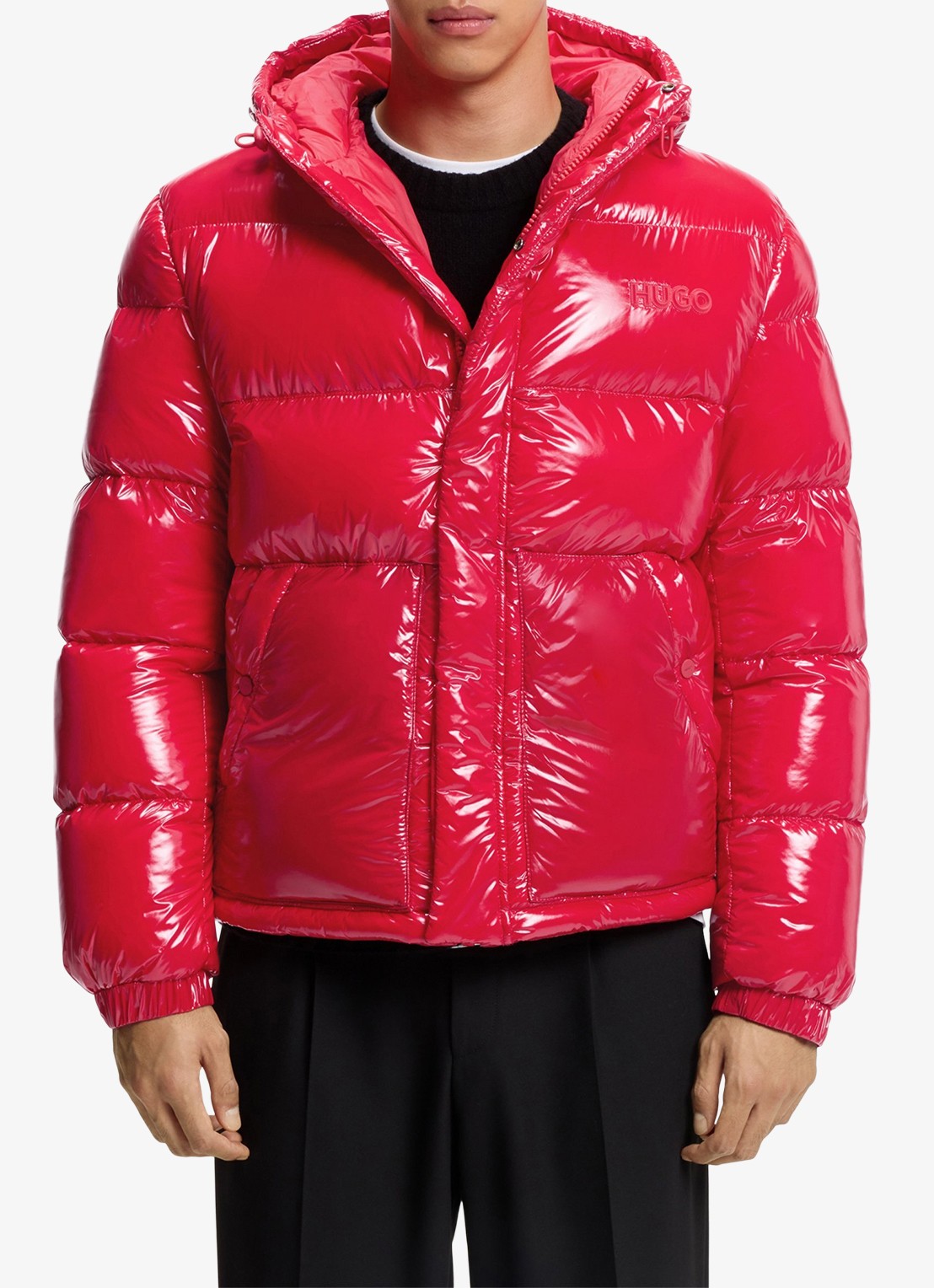 HUGO Puffer jack met glanzende finish - detail 4 oudroze