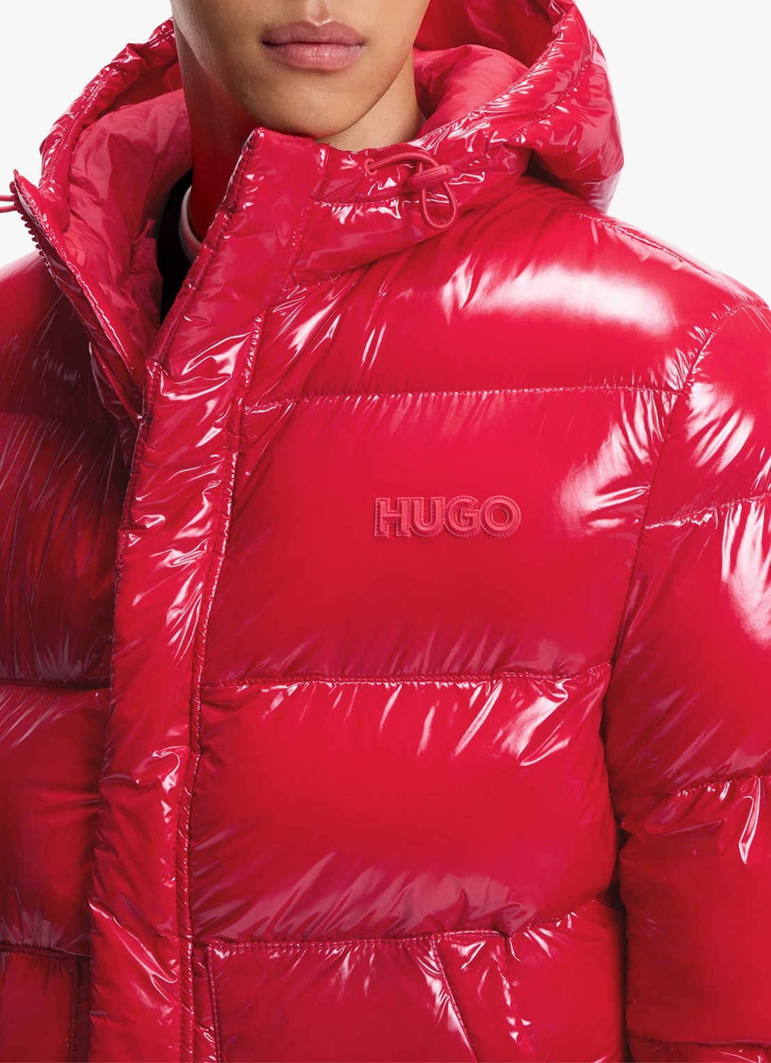 HUGO Puffer jack met glanzende finish - detail 5 oudroze