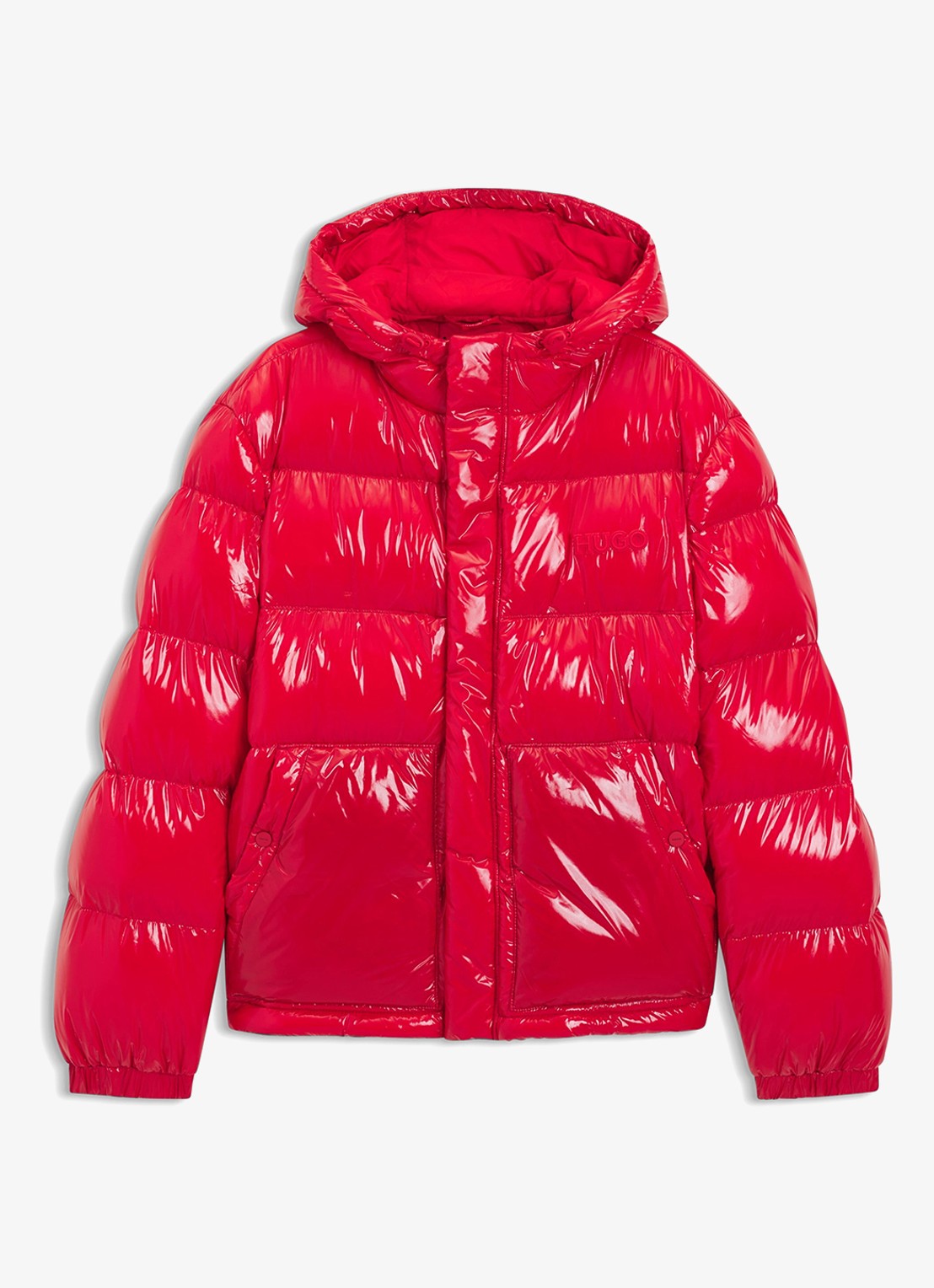HUGO Puffer jack met glanzende finish - voorkant oudroze