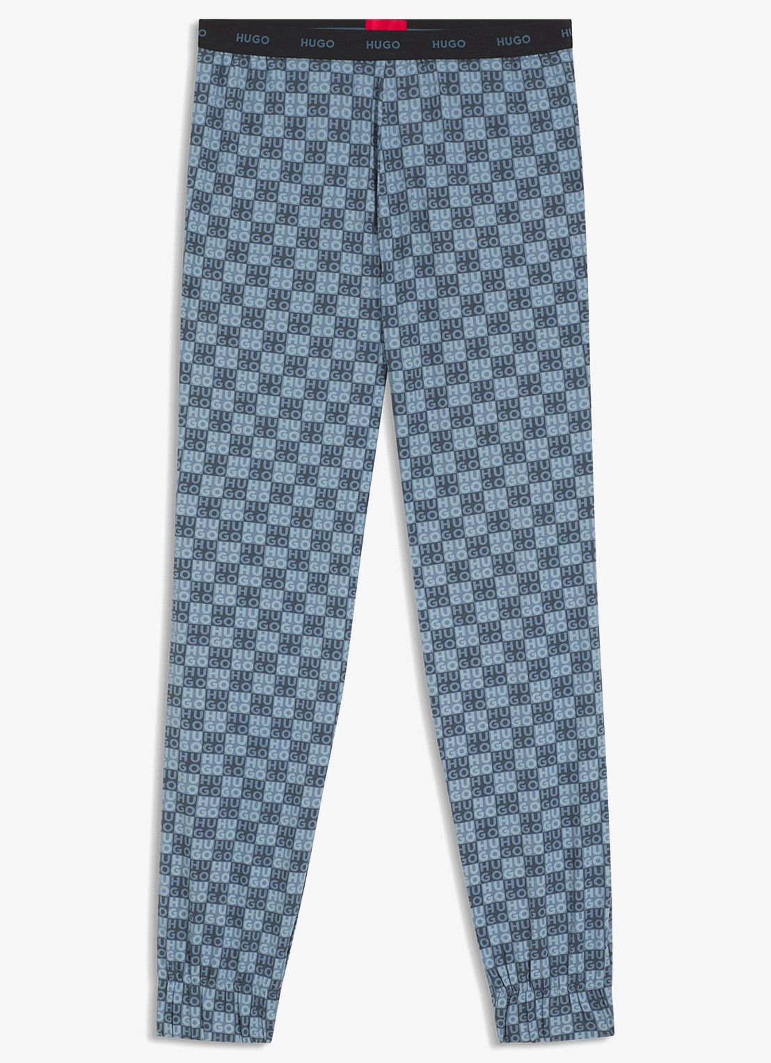 HUGO Pyjamabroek met logoprint - voorkant 4 blauwgrijs