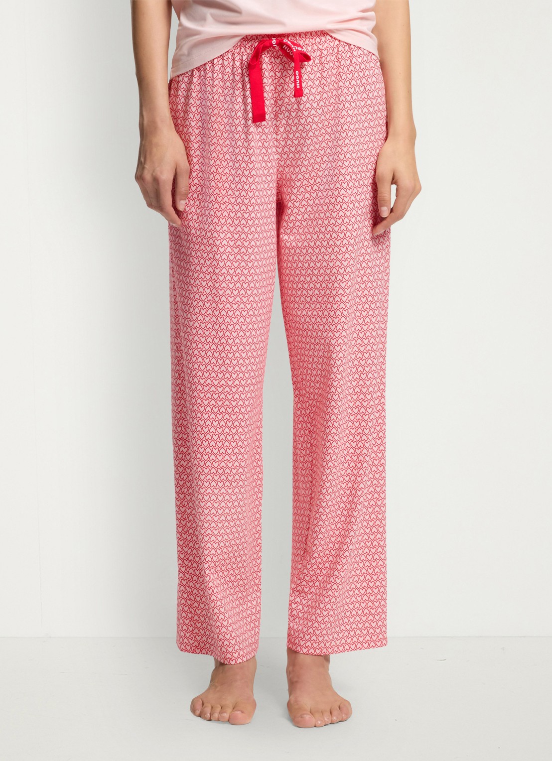 HUGO Pyjamabroek van stretchjersey met all-over print - detail 4 lichtroze