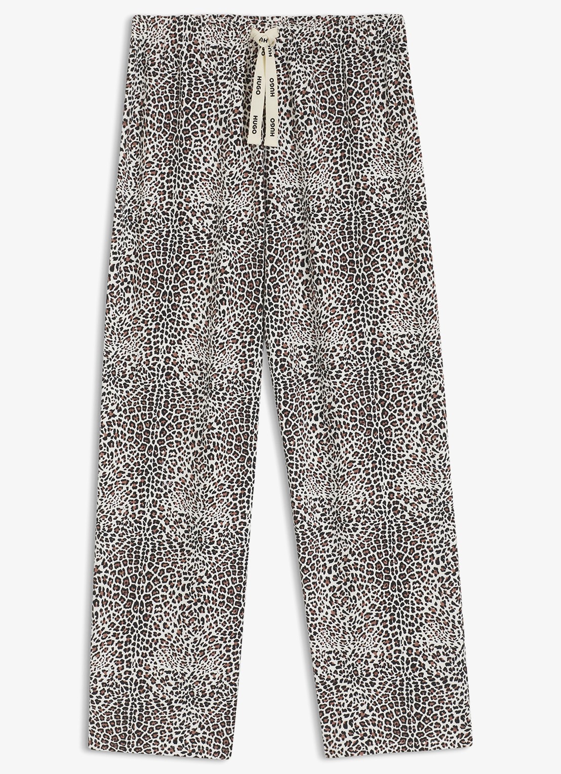 HUGO Pyjamabroek van stretchjersey met all-over print - voorkant 3 lichtbruin