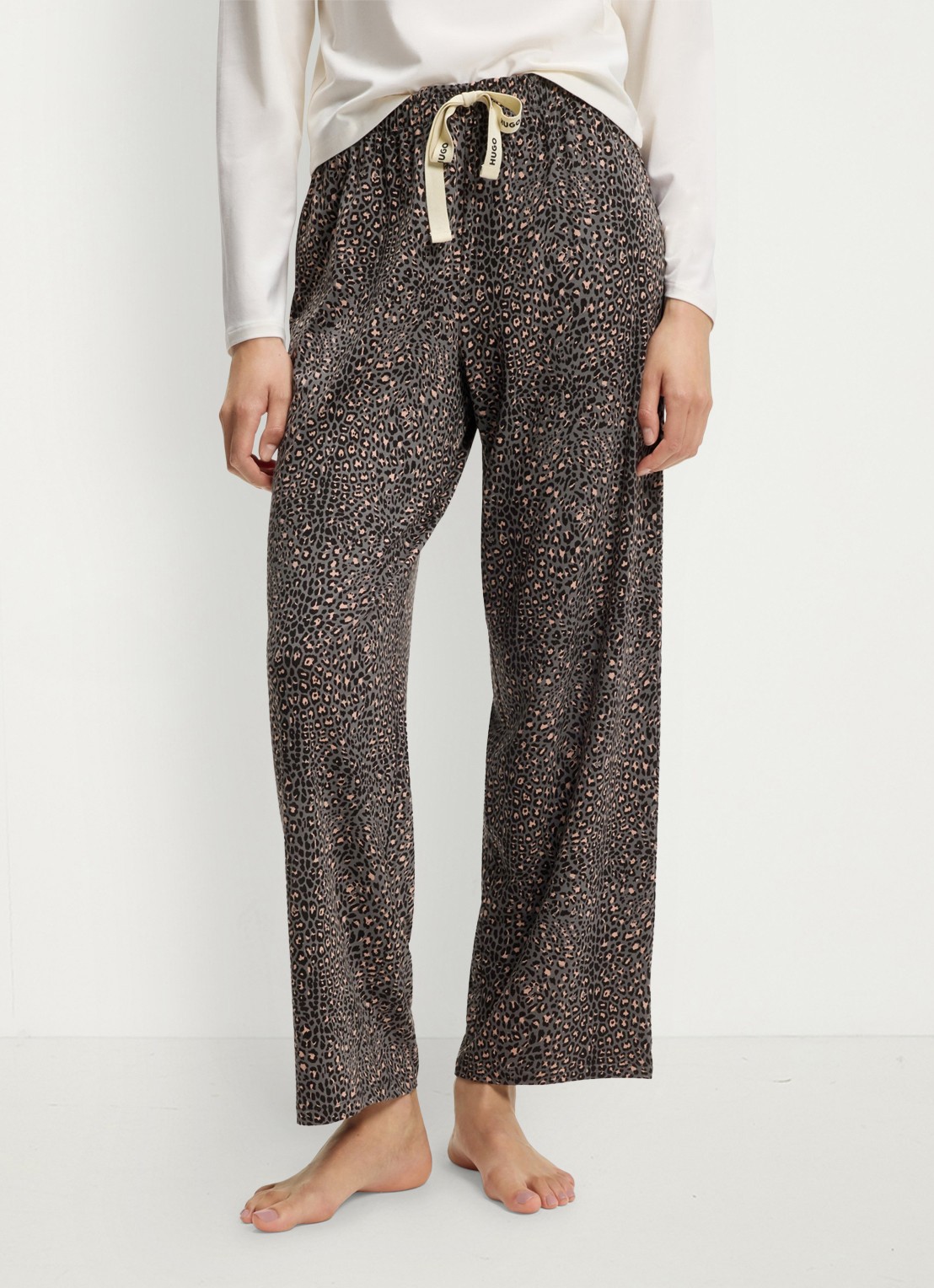HUGO Pyjamabroek van stretchjersey met all-over print - detail 3 middengrijs