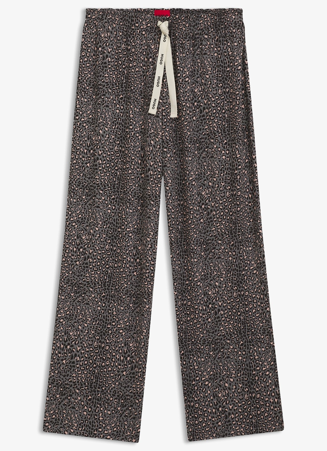 HUGO Pyjamabroek van stretchjersey met all-over print - voorkant middengrijs