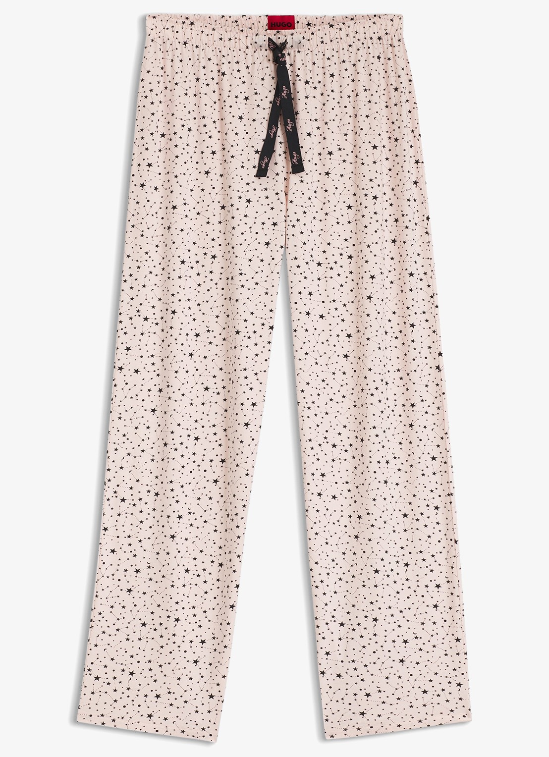HUGO Pyjamabroek van stretchjersey met all-over print - voorkant oudroze