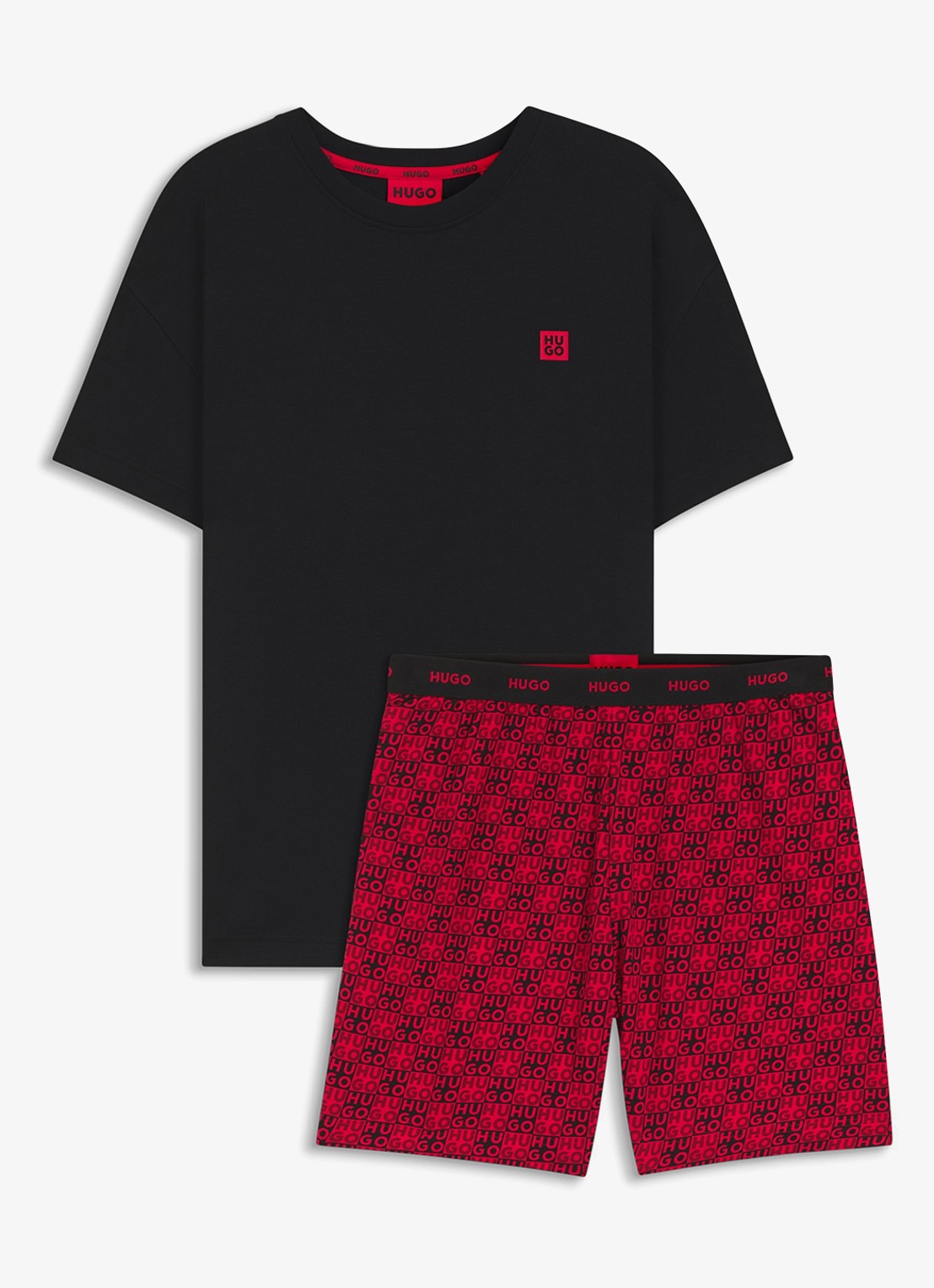 HUGO Pyjamaset met logo - voorkant 2 rood