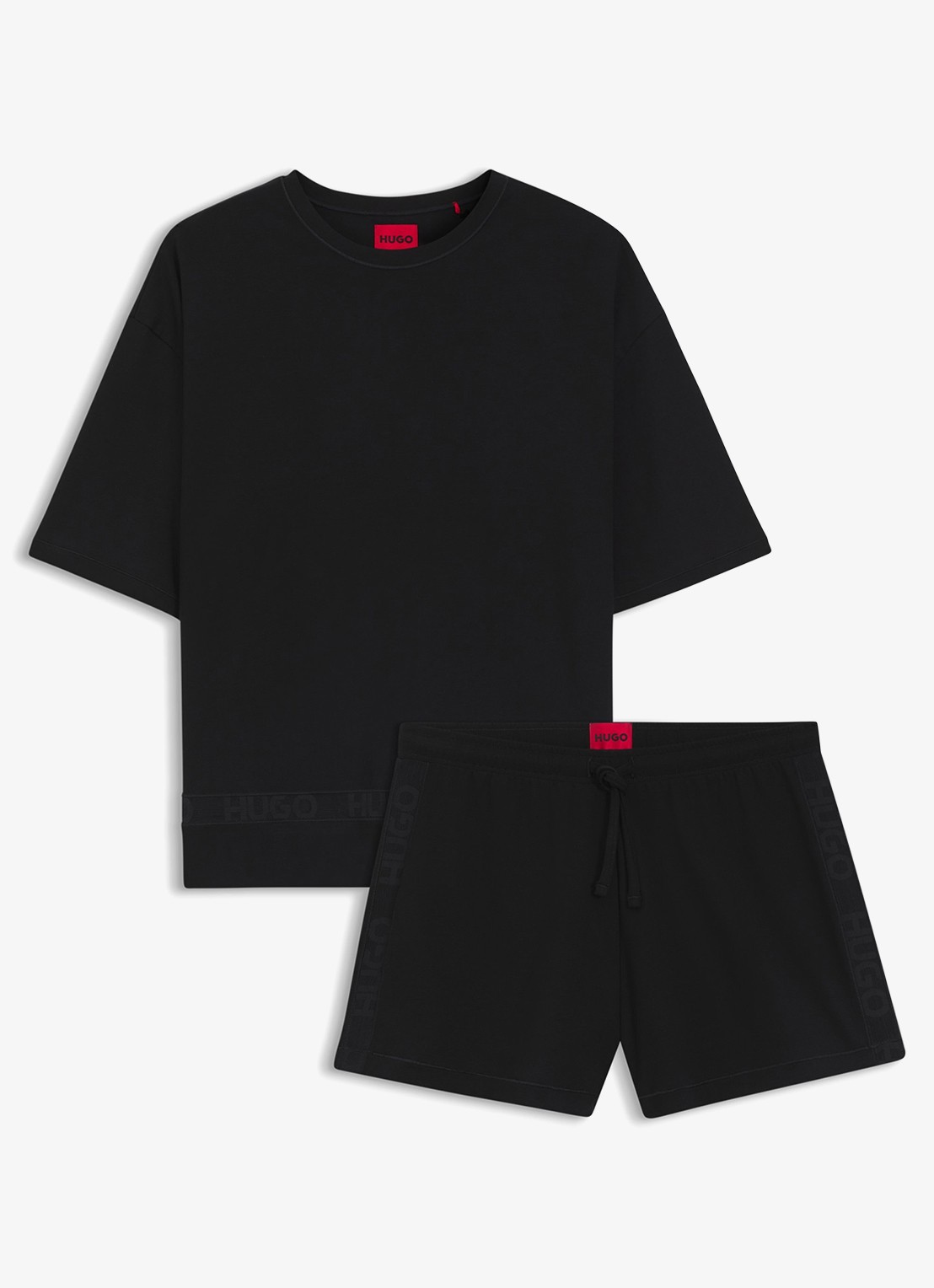 HUGO Pyjamaset met mesh detail - voorkant zwart