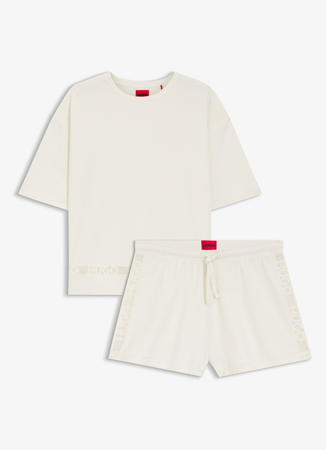 HUGO Pyjamaset met mesh detail - voorkant wit