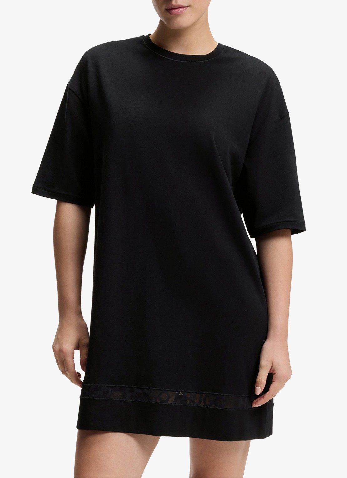 HUGO Pyjamashirt met mesh detail - detail 4 zwart