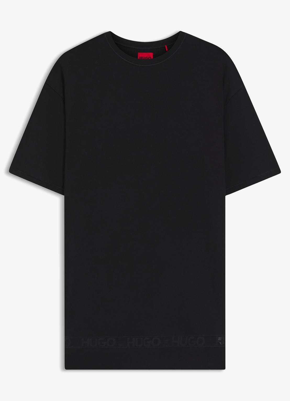 HUGO Pyjamashirt met mesh detail - voorkant 2 zwart