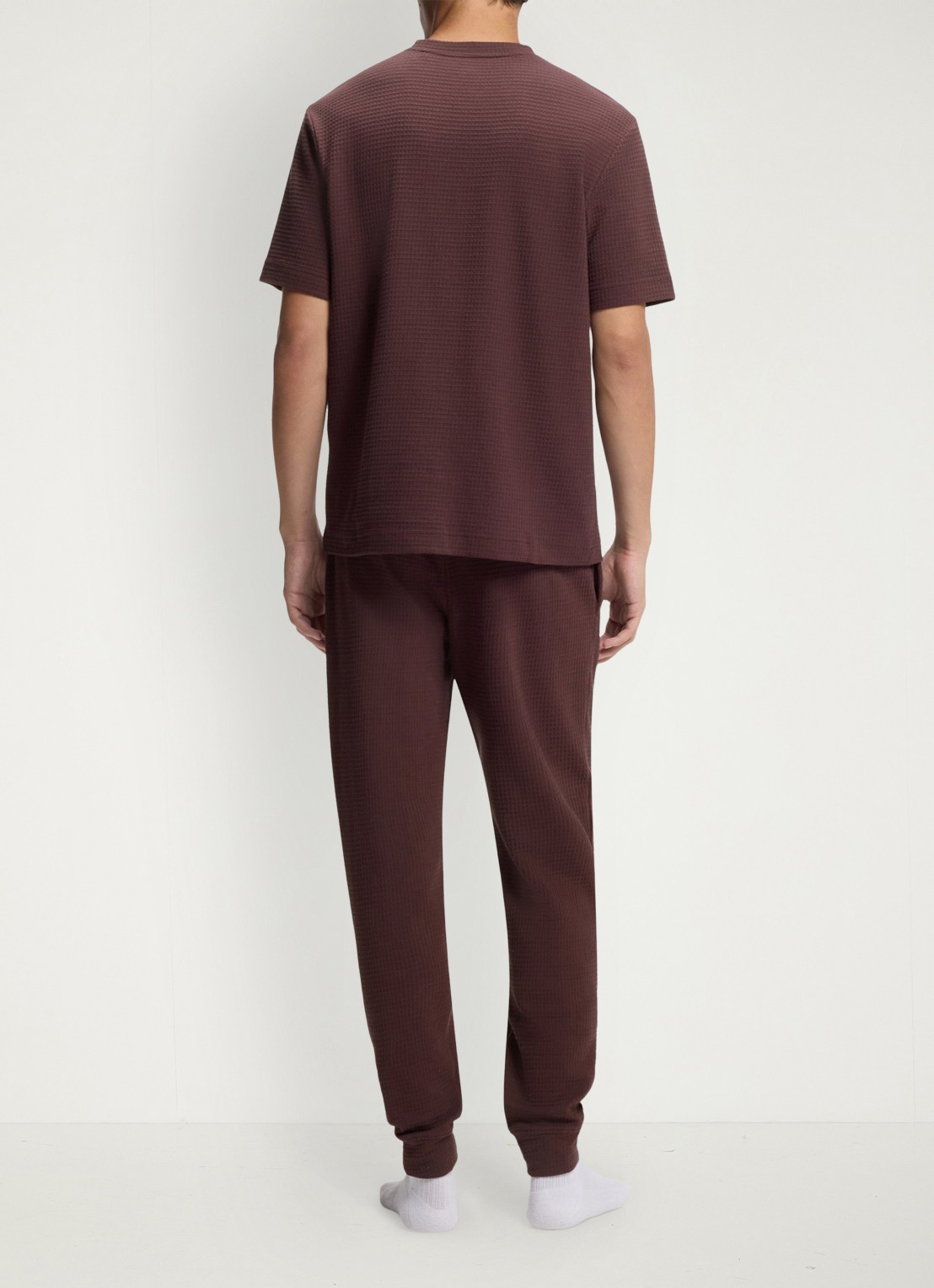 HUGO Pyjamashirt met wafelstructuur en logostiksel - achterkant 7 open brown-249 / bruin
