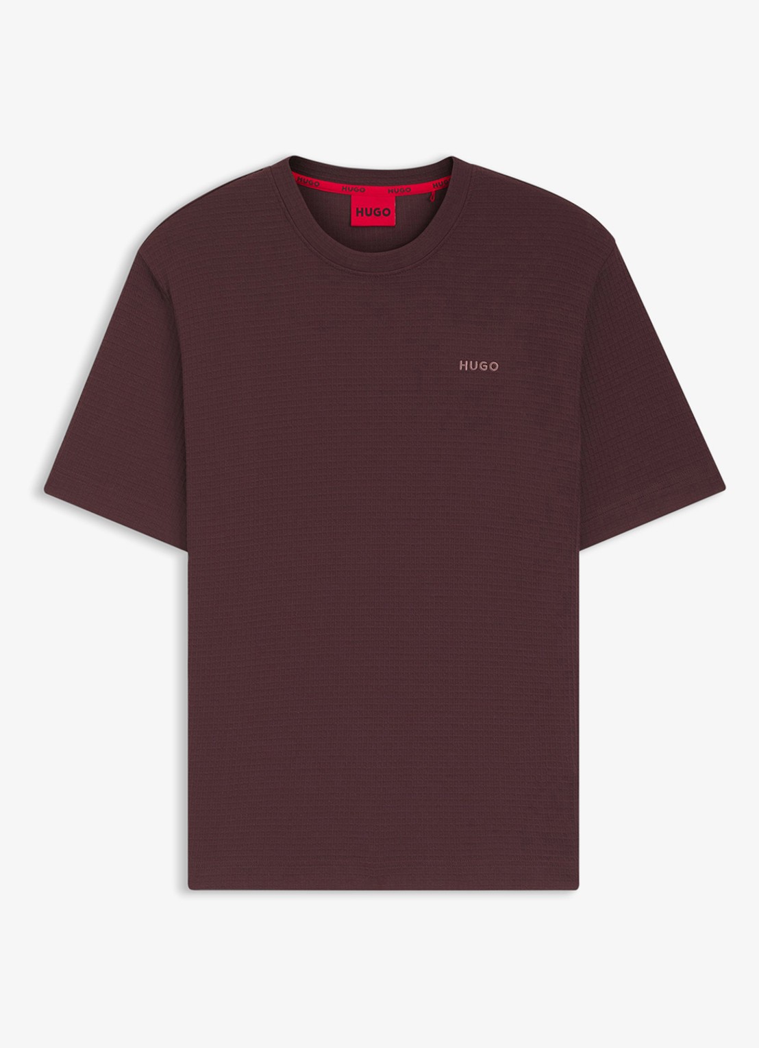 HUGO Pyjamashirt met wafelstructuur en logostiksel - voorkant open brown-249 / bruin