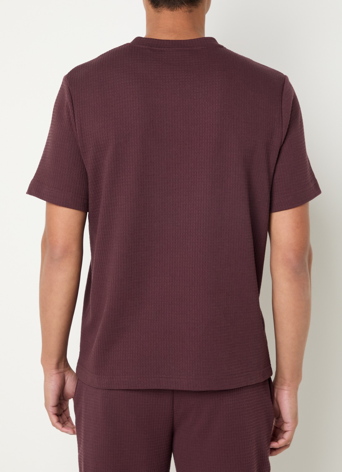 HUGO Pyjamashirt met wafelstructuur en logostiksel - achterkant 8 open brown-249 / bruin