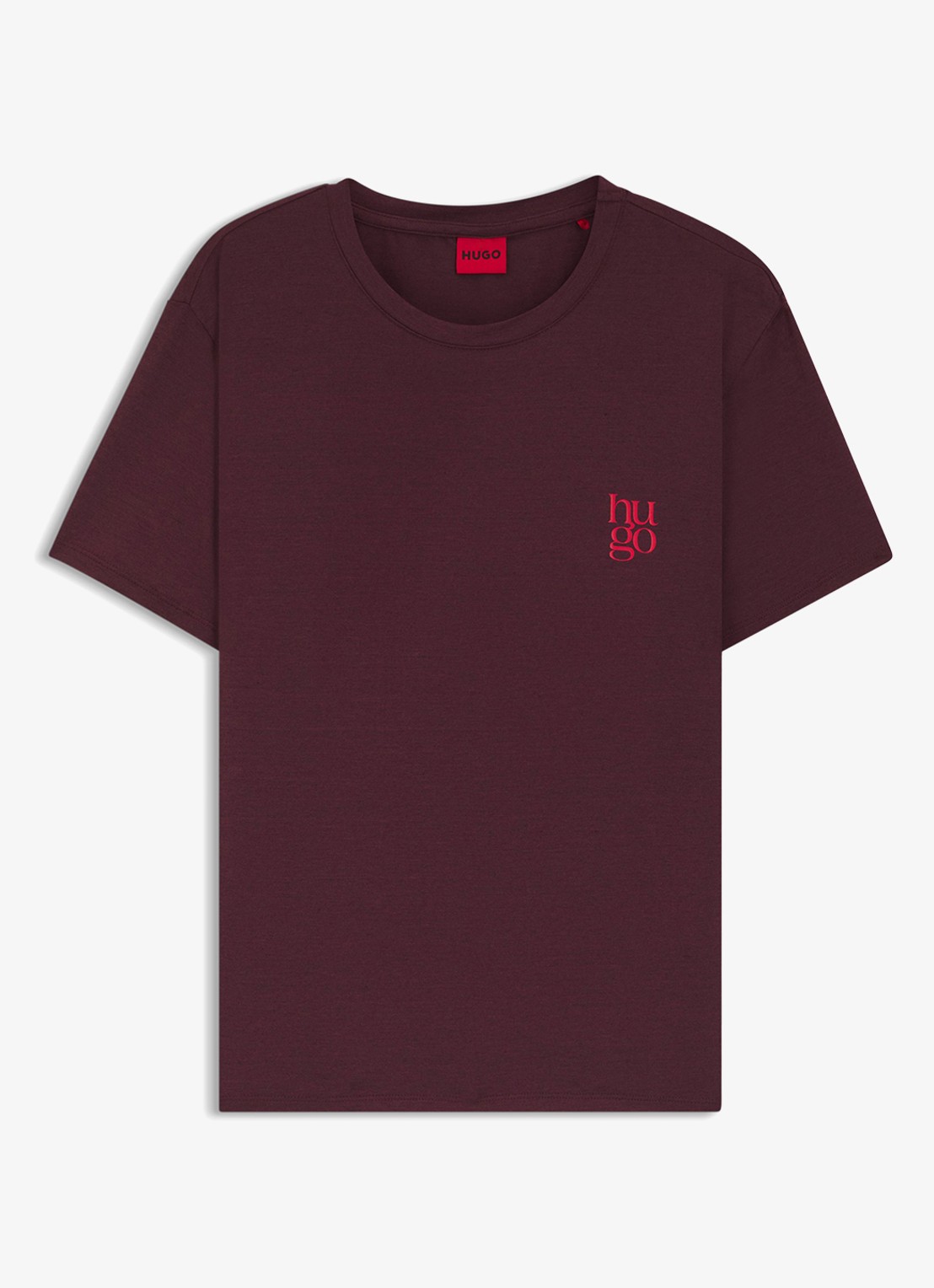 HUGO Pyjamashirt van stretchjersey met logoprint - voorkant 4 aubergine