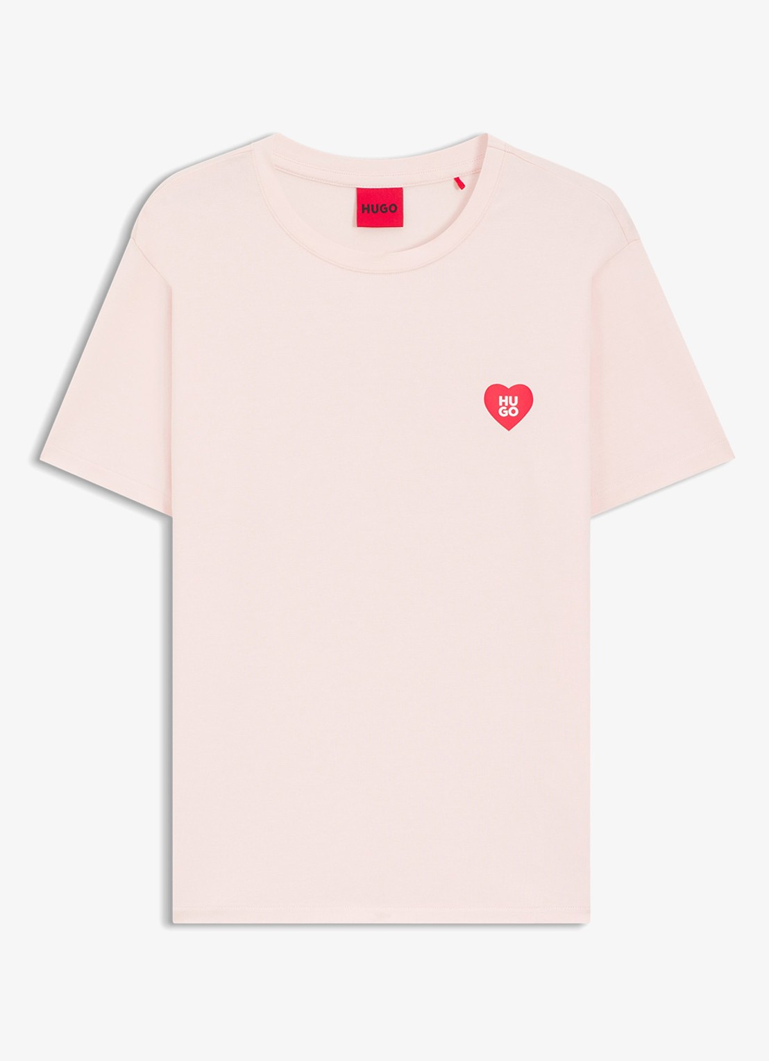 HUGO Pyjamashirt van stretchjersey met logoprint - voorkant 2 lichtroze
