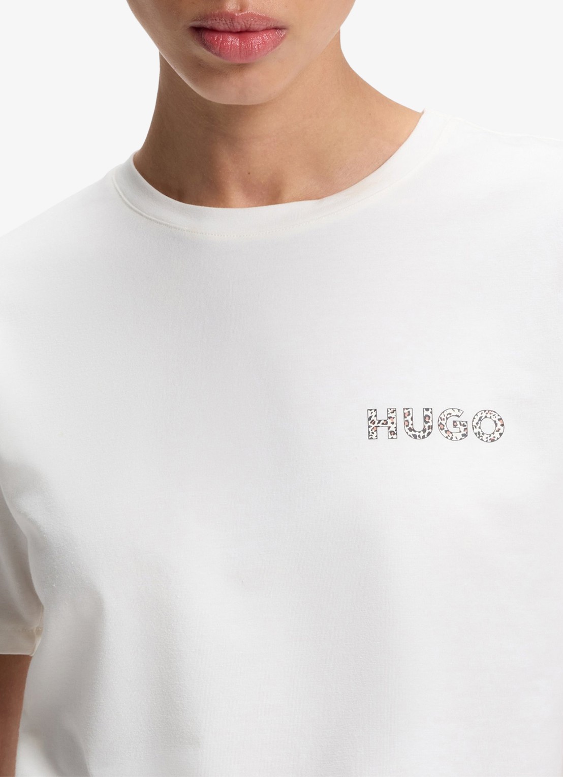 HUGO Pyjamashirt van stretchjersey met logoprint - detail 5 wit