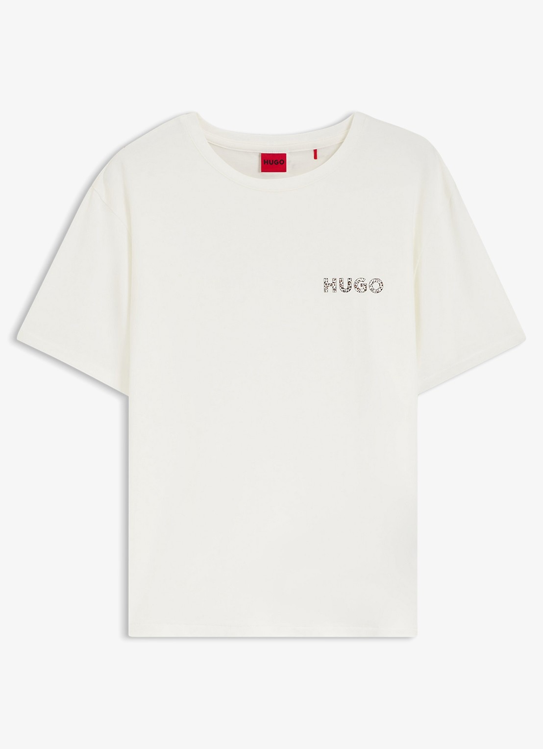 HUGO Pyjamashirt van stretchjersey met logoprint - voorkant 2 wit