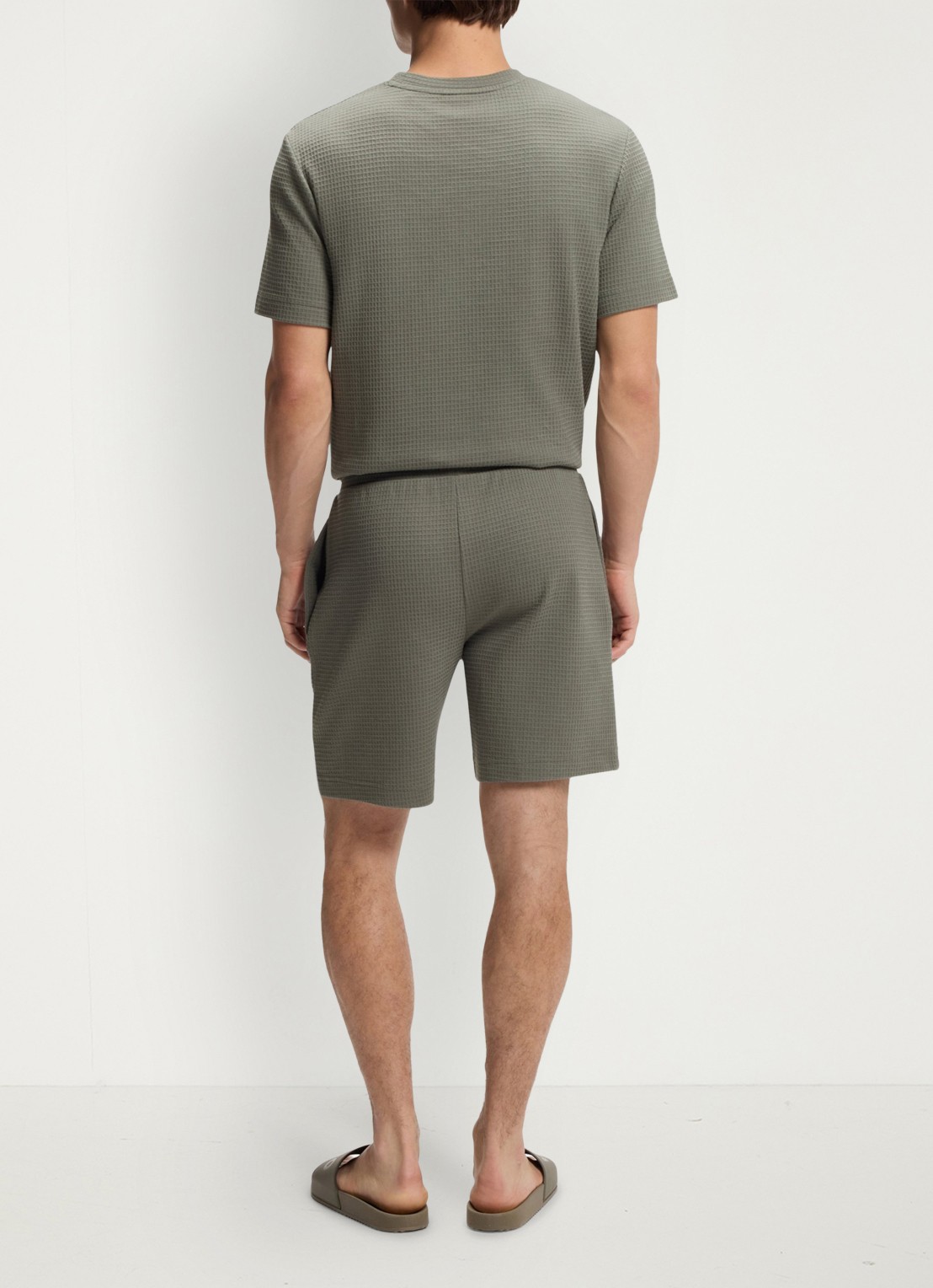 HUGO Pyjamashort met wafelstructuur en logostiksel - achterkant 3 dark green-306 / groen