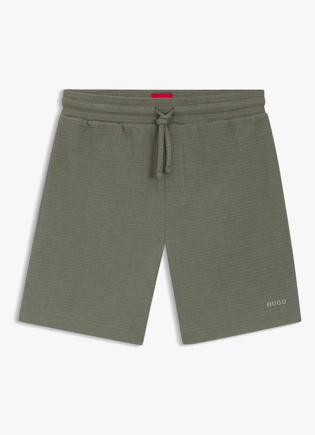 HUGO Pyjamashort met wafelstructuur en logostiksel - voorkant dark green-306 / groen