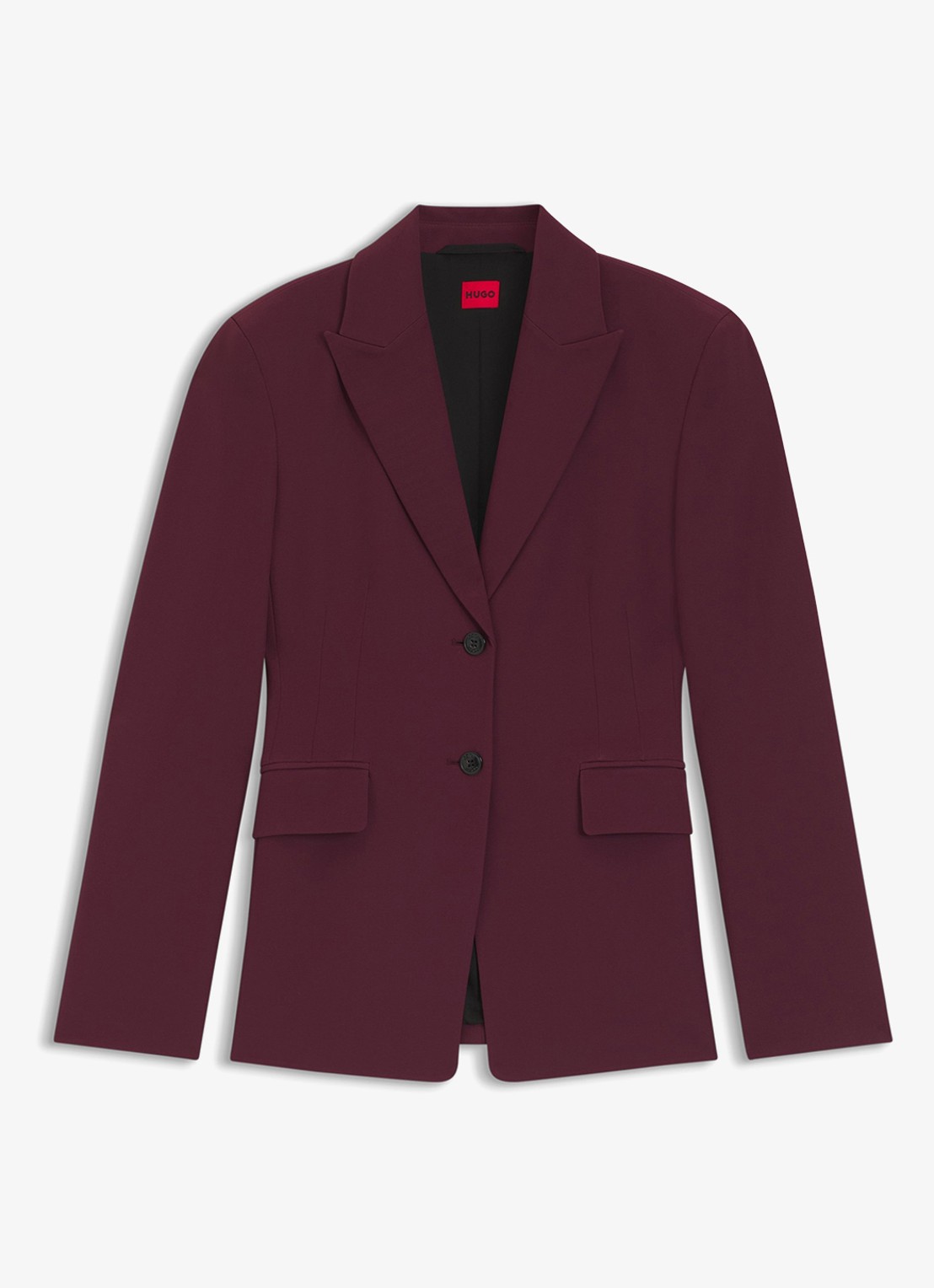 HUGO Regular-fit blazer van stretchmateriaal - voorkant aubergine