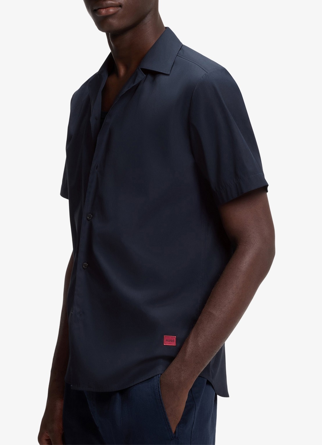 HUGO Regular fit overhemd van katoen - detail 5 donkerblauw
