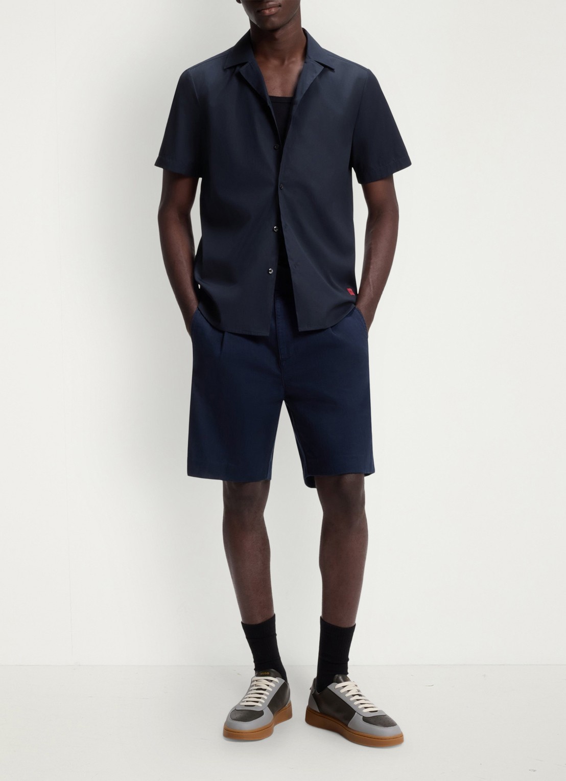 HUGO Regular fit overhemd van katoen - voorkant donkerblauw
