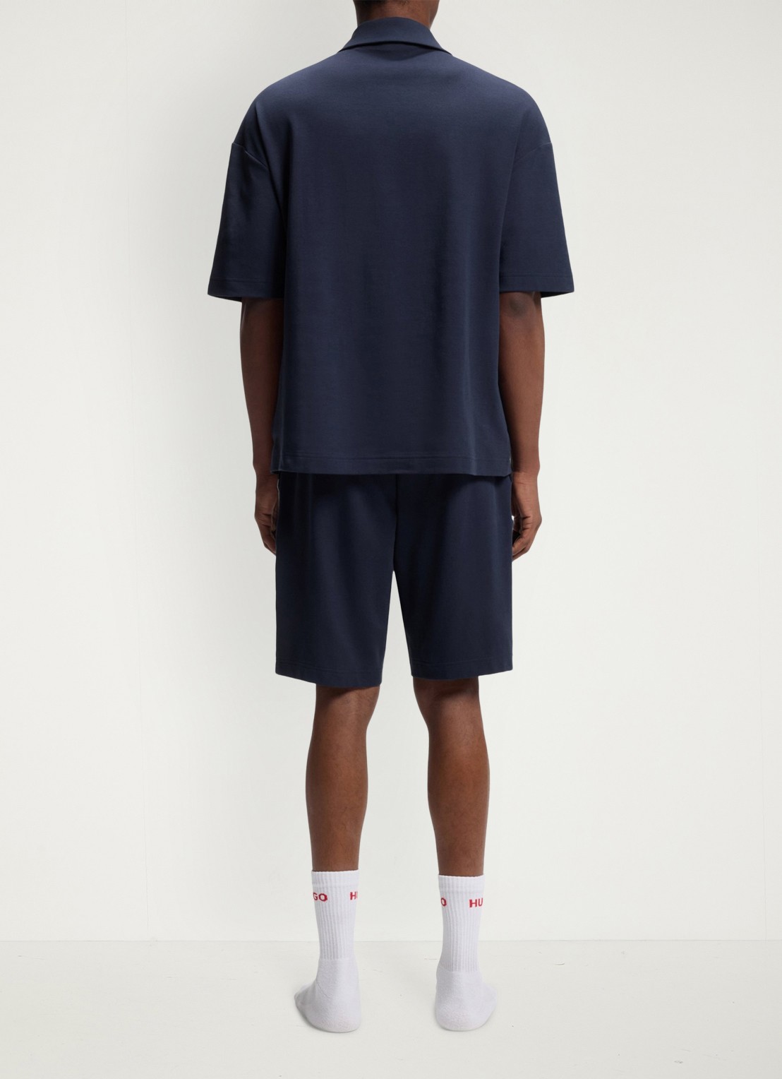 HUGO Regular fit polo met halve rits - achterkant donkerblauw