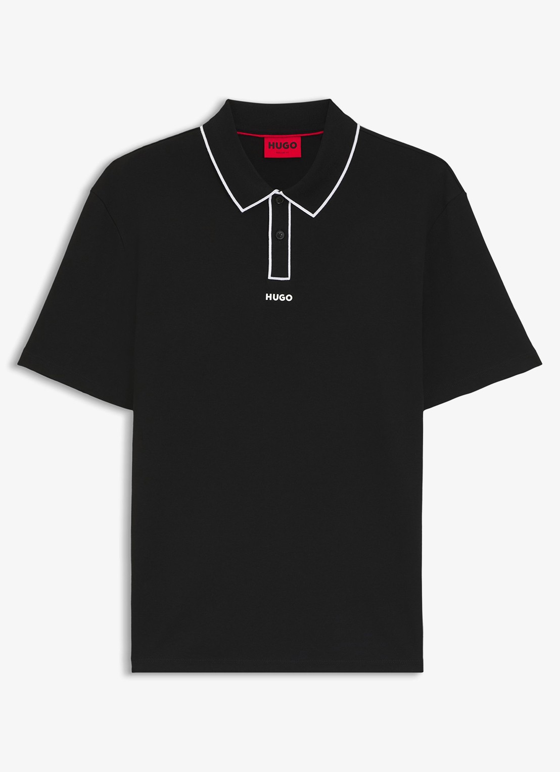 HUGO Regular fit polo met logo  - voorkant 4 zwart