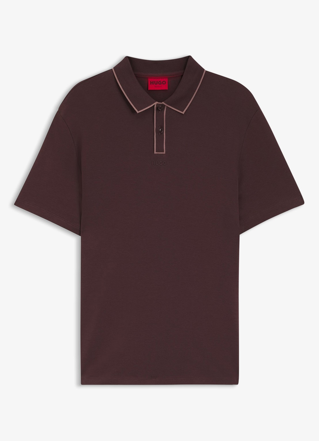 HUGO Regular fit polo met logo  - voorkant bruin