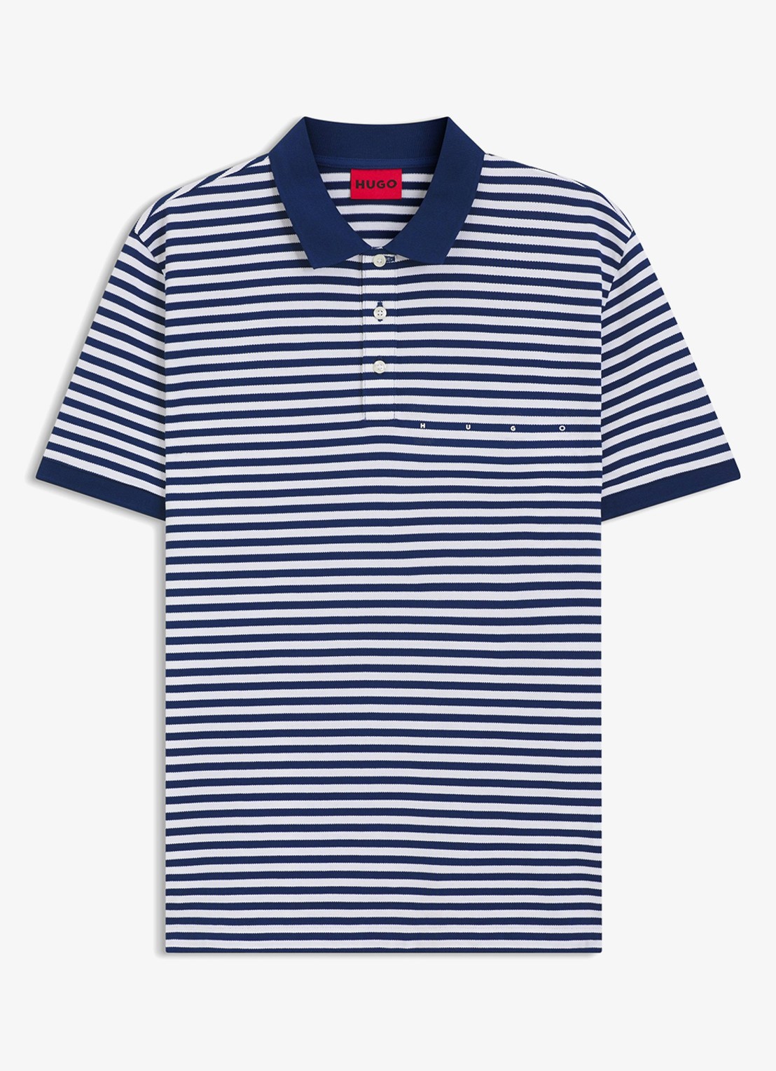 HUGO Regular fit polo met streepprint - voorkant wit