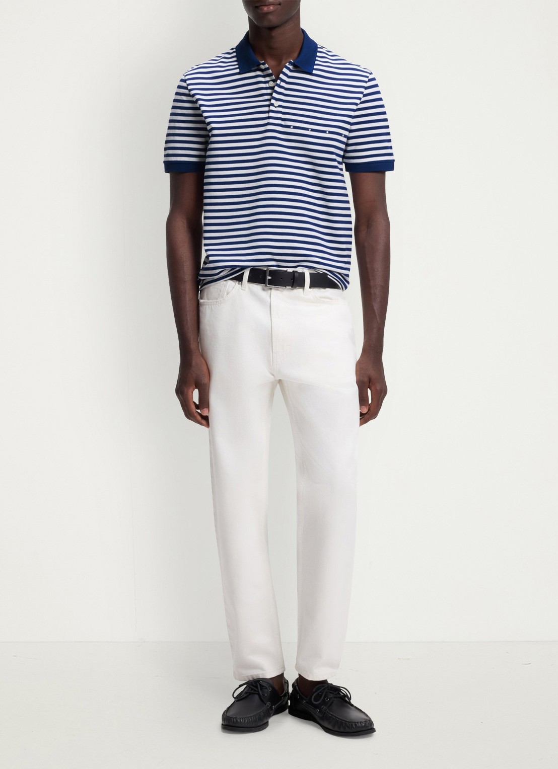 HUGO Regular fit polo met streepprint - voorkant 4 wit