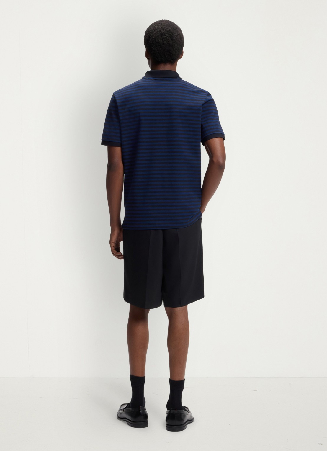 HUGO Regular fit polo met streepprint - achterkant donkerblauw