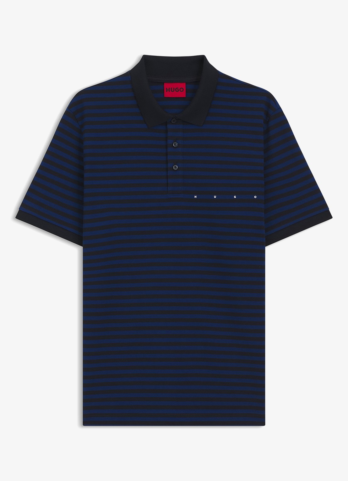 HUGO Regular fit polo met streepprint - voorkant 2 donkerblauw