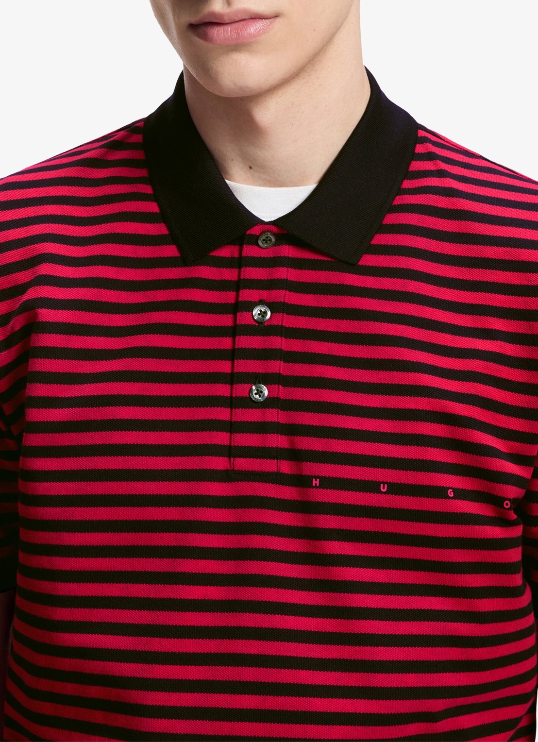HUGO Regular fit polo met streepprint - detail 5 rood