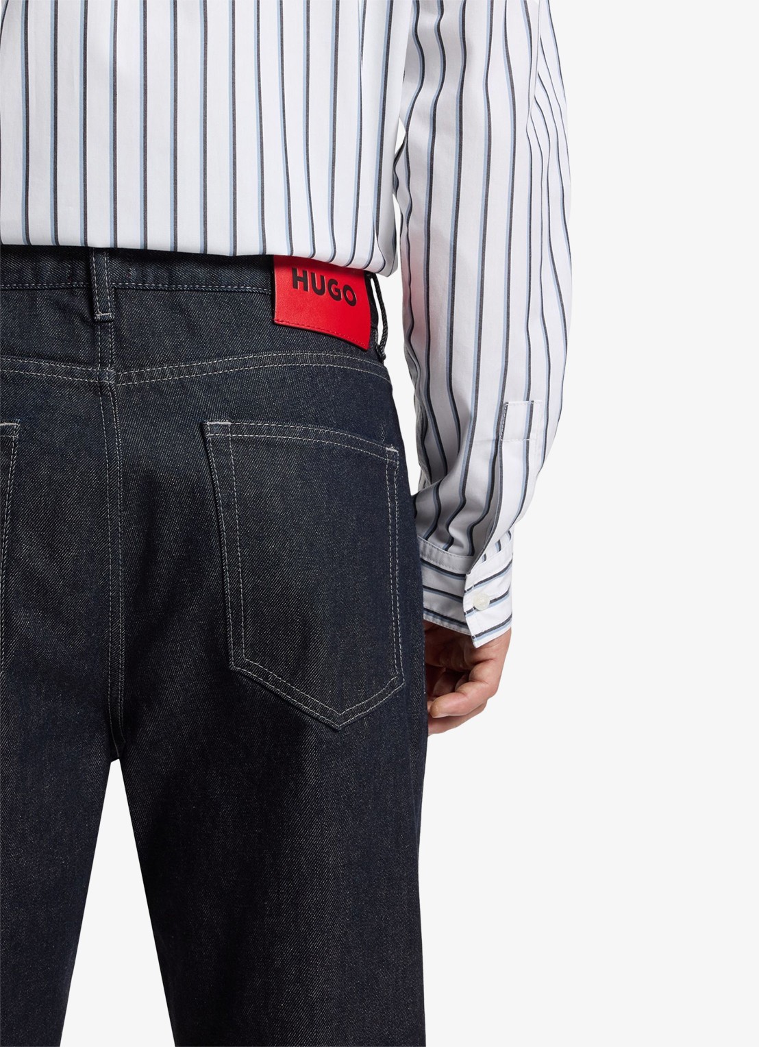 HUGO Relaxed fit jeans met steekzakken - detail 5 donkerblauw