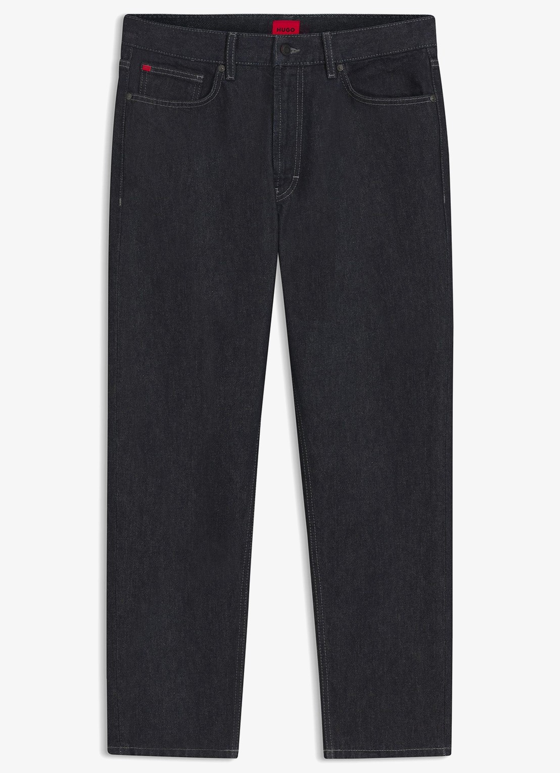 HUGO Relaxed fit jeans met steekzakken - voorkant donkerblauw