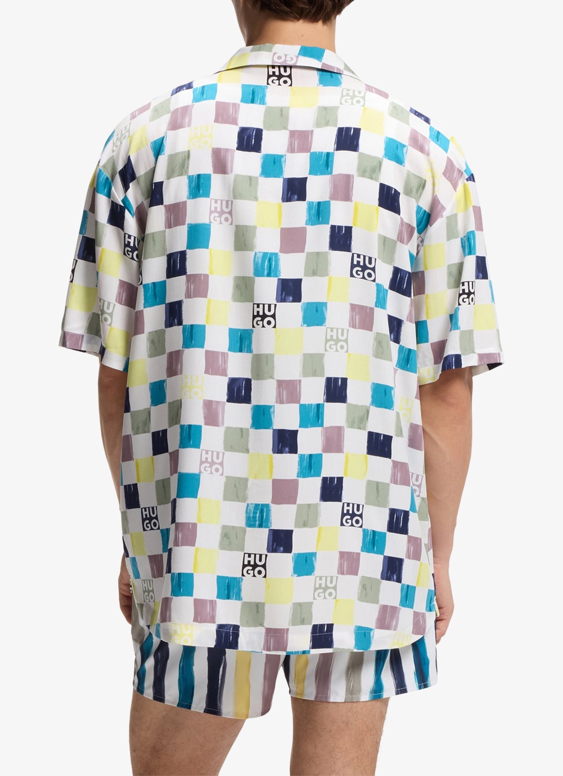 HUGO Relaxed fit overshirt met grafische print - achterkant multicolor