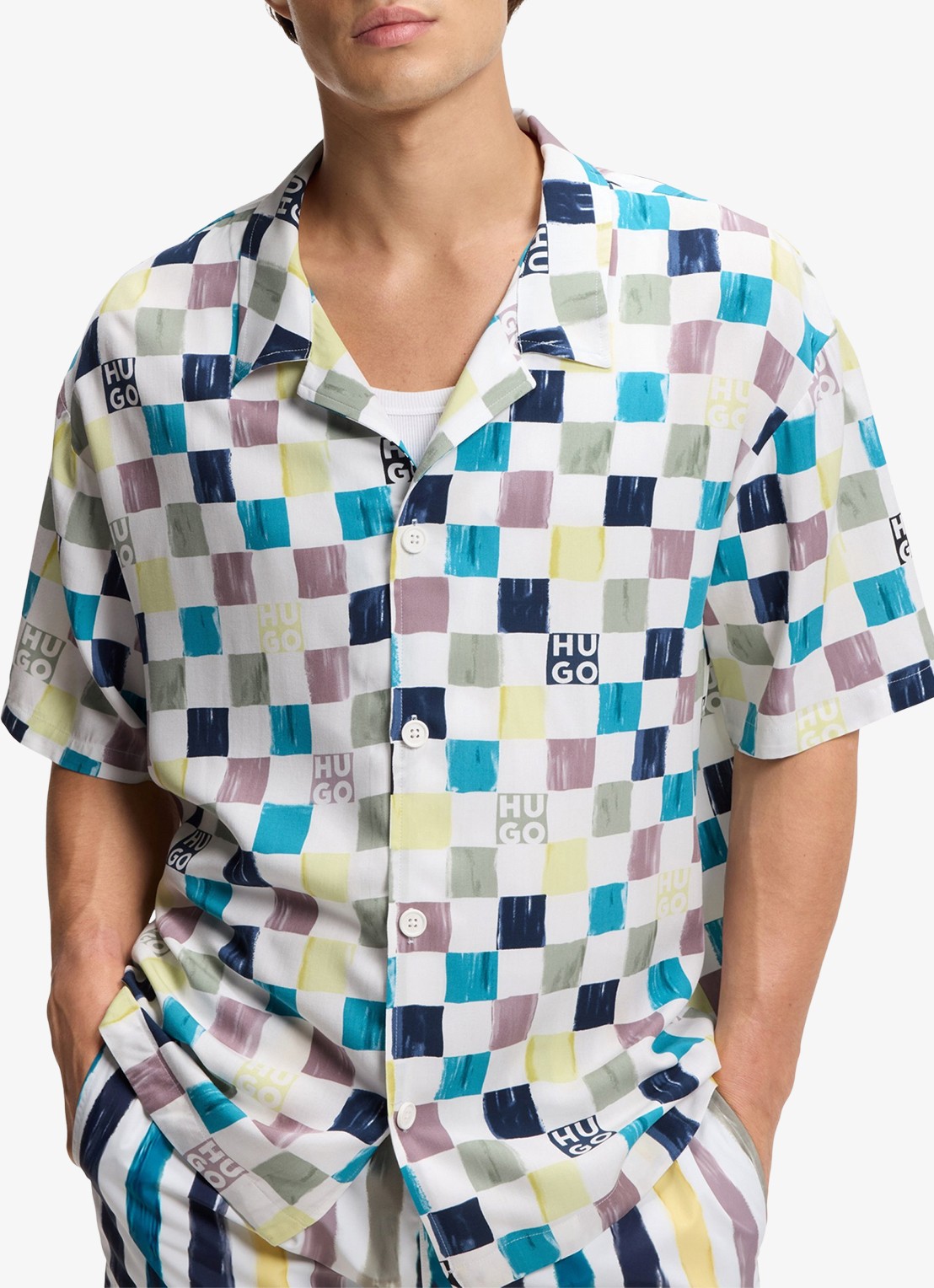 HUGO Relaxed fit overshirt met grafische print - detail 4 multicolor