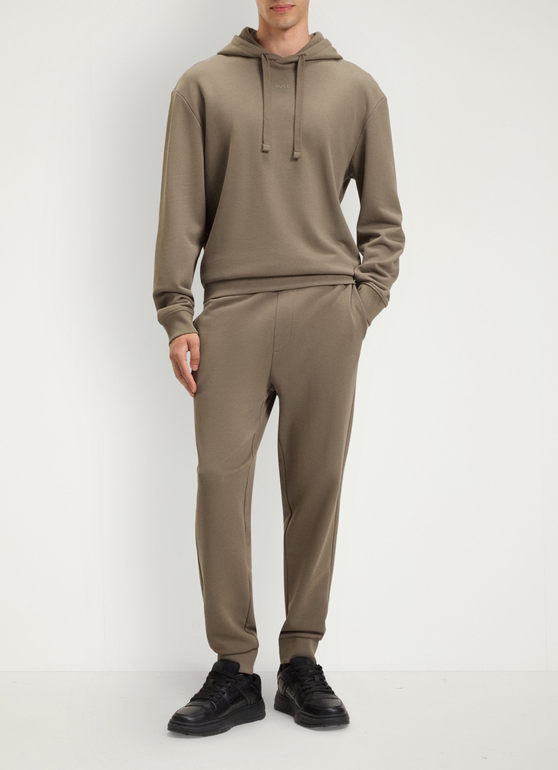 HUGO Relaxed-fit trainingspak met logoprints - voorkant 6 zand