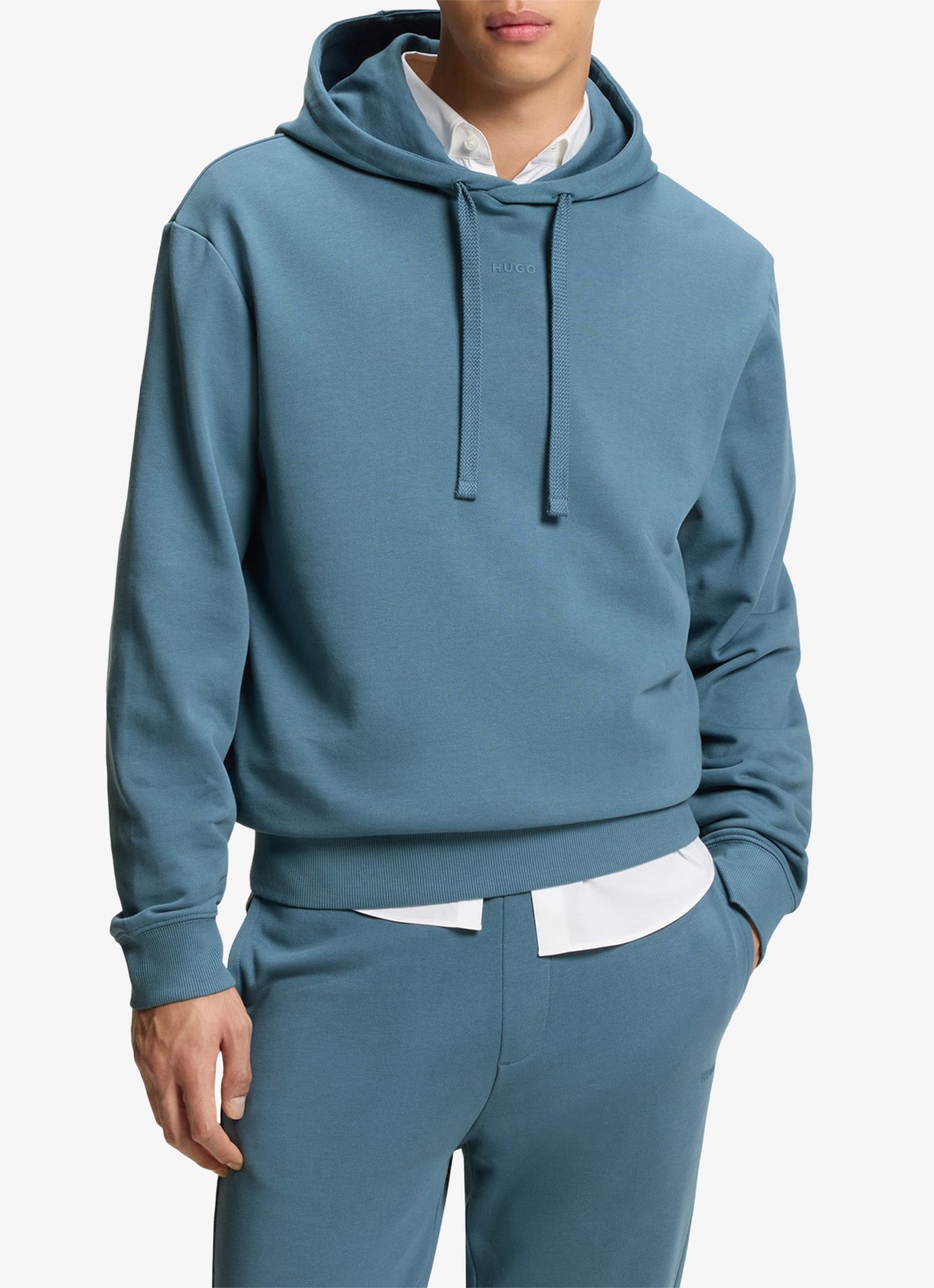 HUGO Relaxed-fit trainingspak met logoprints - voorkant 2 lichtblauw