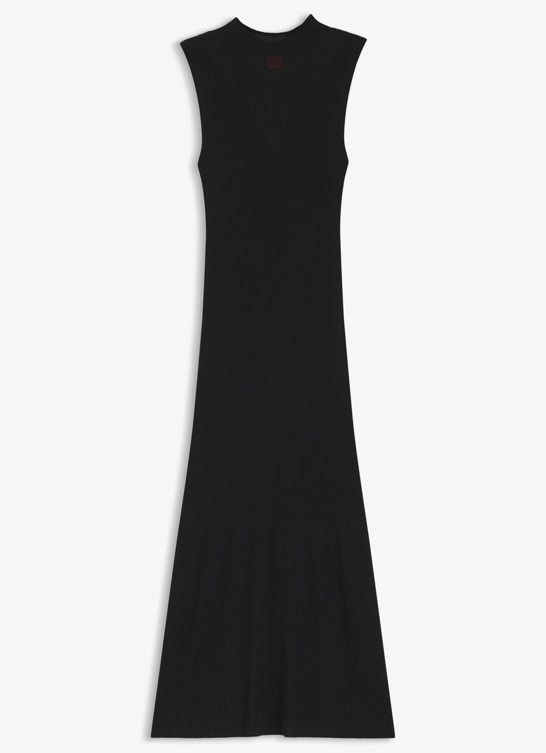 HUGO Ribgebreide maxi jurk met opstaande kraag - voorkant black-001 / zwart