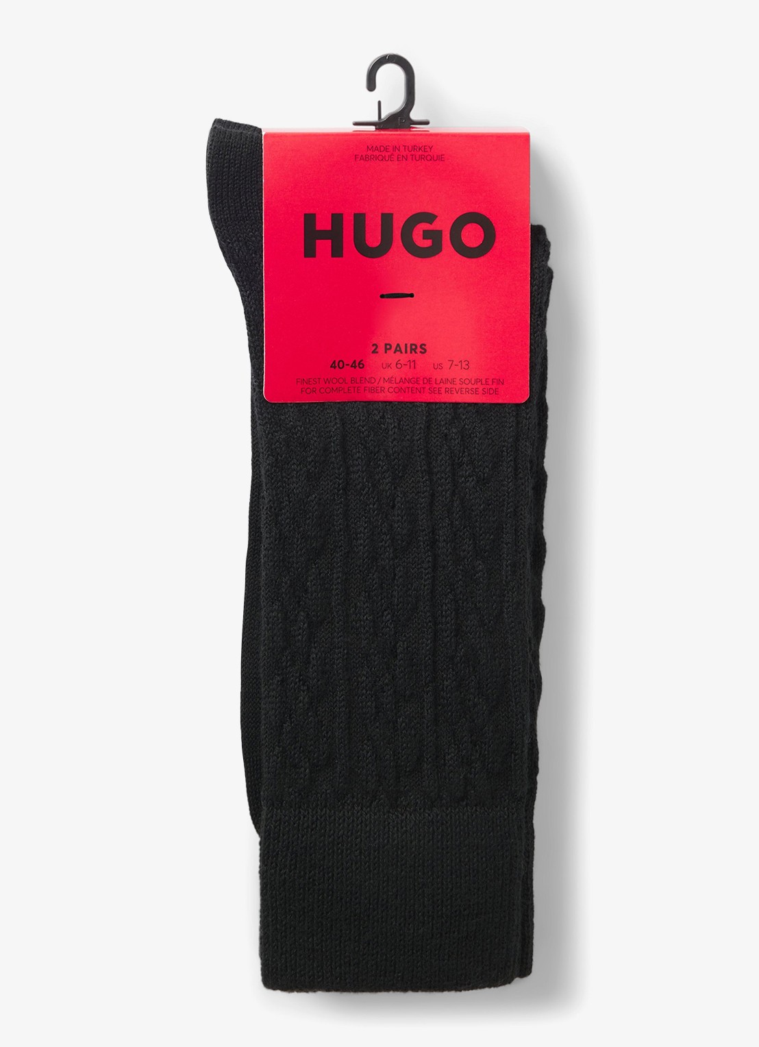 HUGO Ribgebreide sokken met logoborduring - detail 3 zwart