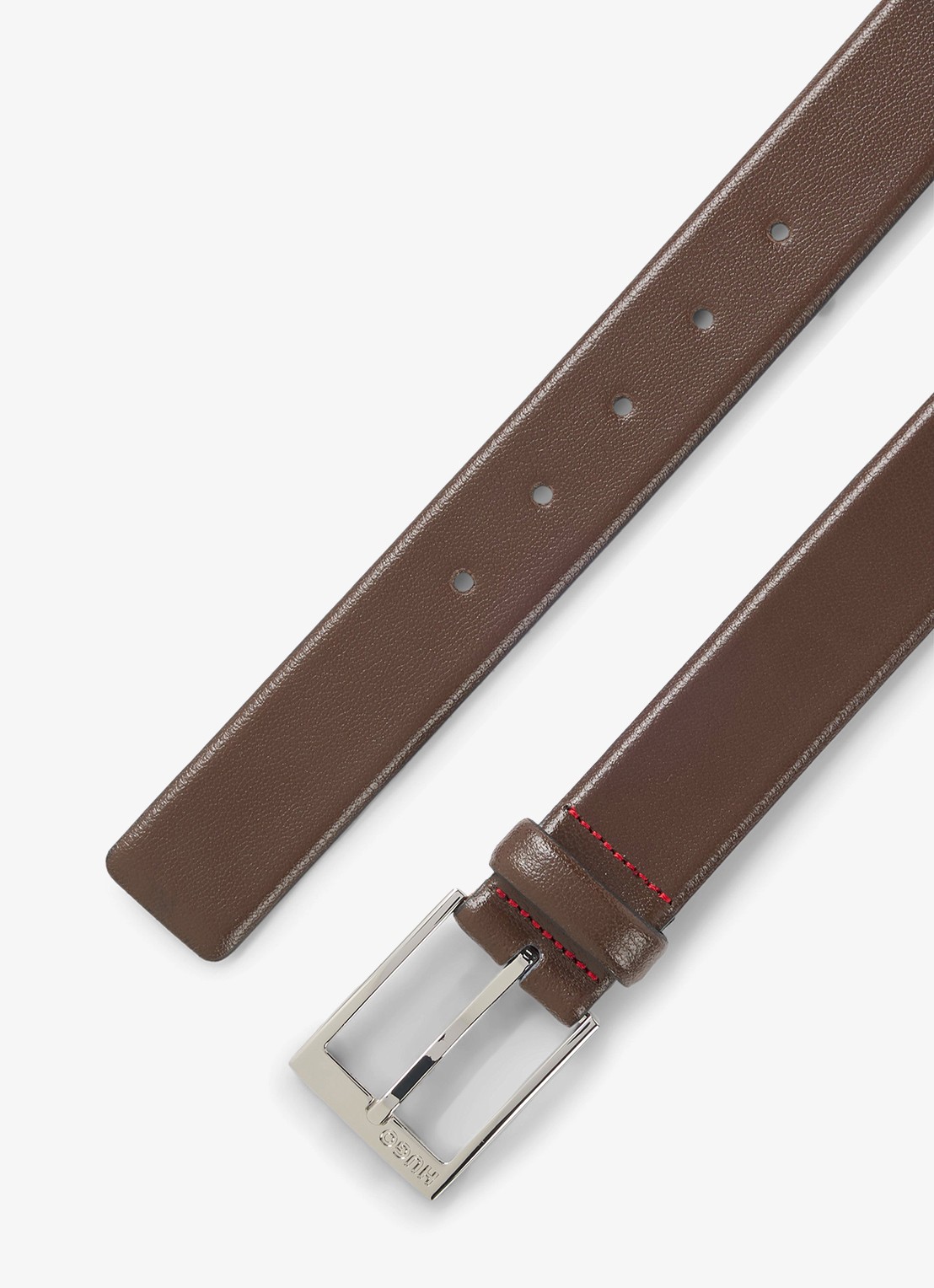 HUGO Riem van leer met logo - detail 3 bruin